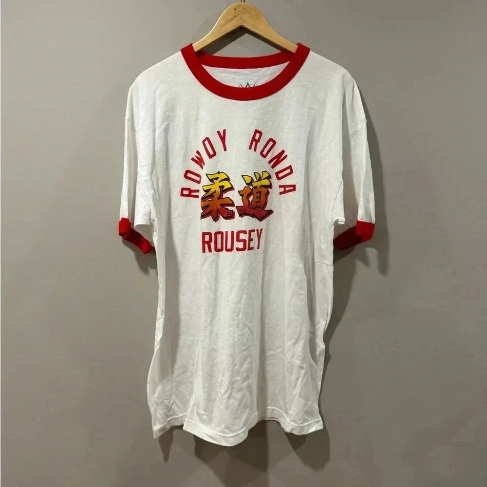 Vintage Rowdy Ronda  Rousey WWE White Y2K T-Shirt